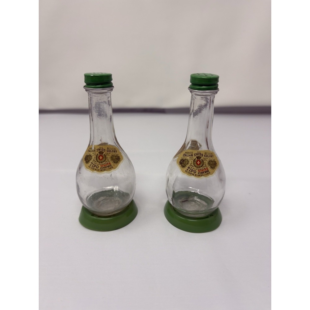 VTG‎ Italian Tipo SWISS COLONY Wine Bottle Salt & Pepper Shaker Set, 5" Tall